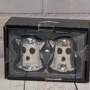 Spooky Halloween Salt & Pepper Shakers Chrome Ghost New In Box
